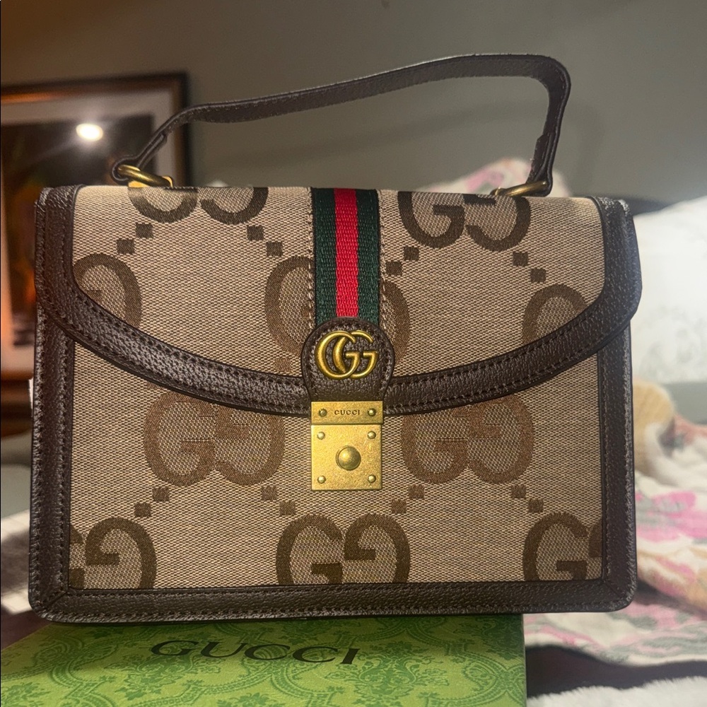 Gucci Beige and Brown GG Canvas Shoulder Bag